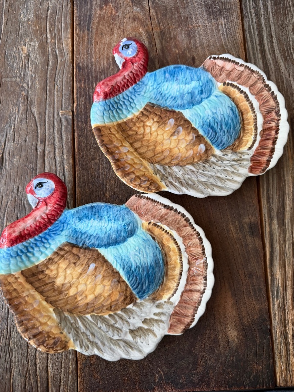 Rare to find, Vintage Maxcera Otagiri-like Ceramic Turkey Plates (pair)